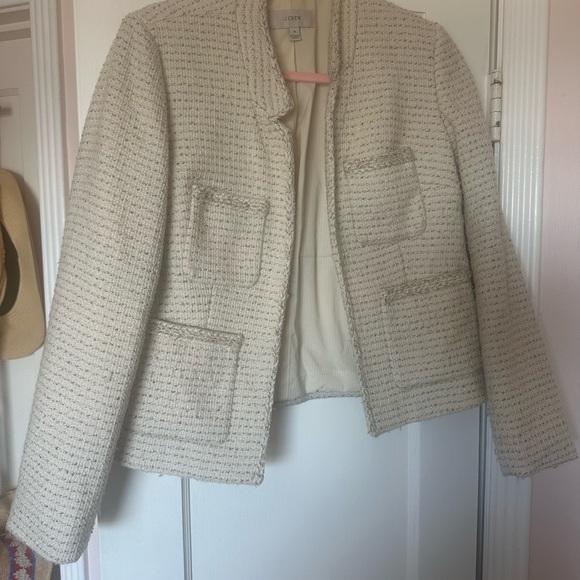 J.Crew Metallic Tweed Blazer Jacket in Off White Size 8 Style E5087 lady - Picture 4 of 4